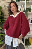 Hygge Boucle Slouch Knit Burgundy /19=